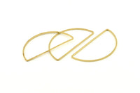 Brass Half Moon, 24 Raw Brass Semi Circle Connectors (22x45x1mm) D1276