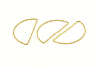 Brass Half Moon, 24 Raw Brass Semi Circle Connectors (22x45x1mm) D1276