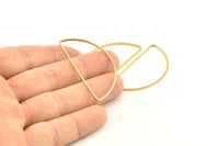 Brass Half Moon, 24 Raw Brass Semi Circle Connectors (22x45x1mm) D1276