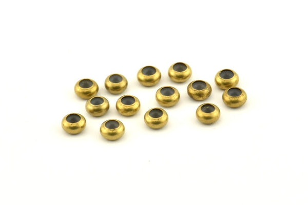 Brass Bead Keeper, 12 Raw Brass Bead Keeper, Silicone And Brass, Rondelle (5.5x3mm) D1223