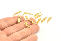 Brass Leaf Blank, 50 Raw Brass Branch Blanks, Earrings, Findings (20x5x0.80mm) D1154
