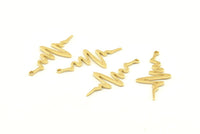 Brass Heart Rhythm Charm, 24 Raw Brass Heart Rhythm Shaped Charms With 1 Loop, Findings, Earrings (30x14x1mm) D1168