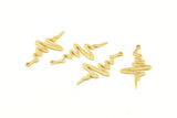 Brass Heart Rhythm Charm, 24 Raw Brass Heart Rhythm Shaped Charms With 1 Loop, Findings, Earrings (30x14x1mm) D1168
