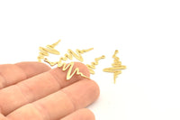 Brass Heart Rhythm Charm, 24 Raw Brass Heart Rhythm Shaped Charms With 1 Loop, Findings, Earrings (30x14x1mm) D1168