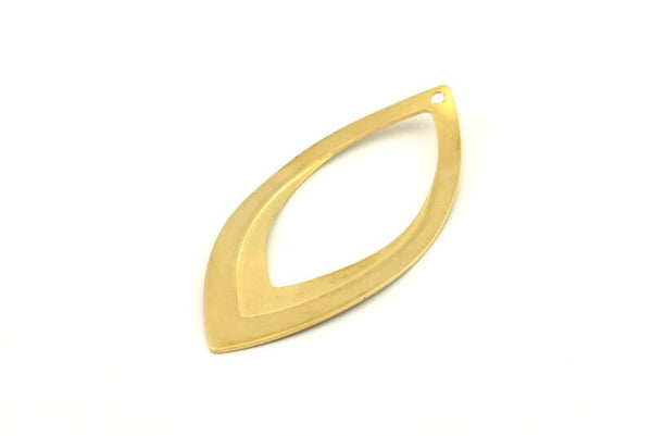 Brass Marquise Charm, 10 Raw Brass Marquise Charms With 1 Hole, Findings (48x22x0.60mm) D1061