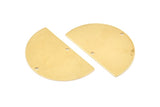 Brass Half Moon, 8 Raw Brass Semi Circle Blanks With 2 Holes, Charms, Earrings, Pendants (34x20x0.80mm) D0749