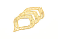 Gold Earring Charm, 2 Gold Plated Brass Textured Ethnic Motif Earring Charms With 1 Loop Pendants, Findings (60x29mm) E432