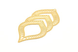 Gold Earring Charm, 2 Gold Plated Brass Textured Ethnic Motif Earring Charms With 1 Loop Pendants, Findings (60x29mm) E432