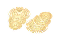 Gold Earring Charm, 2 Gold Plated Brass Ethnic Motif Earring Charms With 1 Loop Pendants, Findings (70x44mm) E536 Q1043
