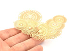 Gold Earring Charm, 2 Gold Plated Brass Ethnic Motif Earring Charms With 1 Loop Pendants, Findings (70x44mm) E536 Q1043