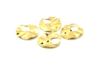 Brass Round Charm, 12 Raw Brass Wavy Round Charms, Earrings, Findings (25x0.60mm) D1187