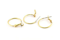 Brass Earring Clasp, 6 Raw Brass Round Earring Findings (20x1.2mm) D1310