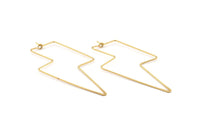 Brass Lightning Earring, 12 Raw Brass Lightning Wire Earrings, Earring Findings (60x26x0.80mm) D1265