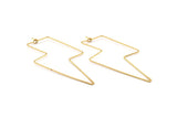 Brass Lightning Earring, 12 Raw Brass Lightning Wire Earrings, Earring Findings (60x26x0.80mm) D1265