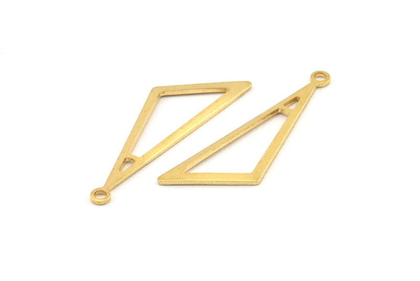 Pirinç Üçgen Tılsım, 1 Halkalı 24 Ham Pirinç Üçgen Tılsım, Tılsımlar, Küpeler (32x10x1mm) D1098