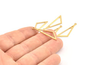 Pirinç Üçgen Tılsım, 1 Halkalı 24 Ham Pirinç Üçgen Tılsım, Tılsımlar, Küpeler (32x10x1mm) D1098