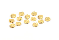 Brass Round Charm, 50 Raw Brass Wavy Round Charms With 1 Hole, Findings (8x0.80mm) D1096