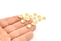 Brass Round Charm, 50 Raw Brass Wavy Round Charms With 1 Hole, Findings (8x0.80mm) D1096