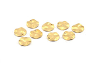 Brass Round Charm, 25 Raw Brass Wavy Round Charms With 1 Hole, Findings (12x0.80mm) D1067