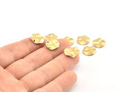 Brass Round Charm, 25 Raw Brass Wavy Round Charms With 1 Hole, Findings (12x0.80mm) D1067