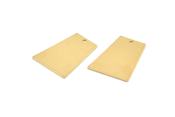 Pirinç Trapez Tılsım, 1 Delikli 12 Ham Pirinç Trapez Tılsım, Küpeler, Bulgular (22x17x11x0,60 mm) D1026