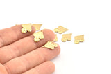 Brass Mushroom Charm, 50 Raw Brass Mushroom Charm With 1 Hole, Findings (16x11x0.60mm) D1068