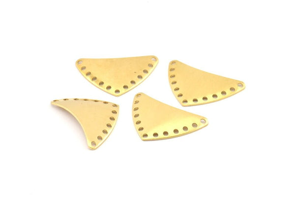 Brass Triangle Charm, 24 Raw Brass Triangle Connectors With 13 Holes, Earrings, Findings (25x15x0.60mm) D962