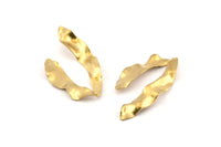 Brass Wavy Charm, 12 Raw Brass Wavy U Shaped Charms With 1 Hole, Earrings, Findings (34x18x0.50mm) D1204