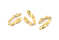 Brass Wavy Charm, 12 Raw Brass Wavy U Shaped Charms With 1 Hole, Earrings, Findings (34x18x0.50mm) D1204