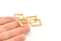 Brass Diamond Charm, 24 Raw Brass Rhombus Charms With 1 Hole, Earrings, Findings (29x25x0.80m) D1040