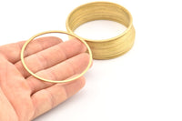 Brass Circle Connector, 12 Raw Brass Circle Connectors (60x2x1mm) D990