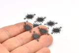 Black Sunny Connector, 50 Oxidized Black Brass Textured Sunny Connectors With 2 Loops (18x13x0.50mm) D0733 S1025