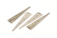 Hammered Triangle Charm, 3 Antique Silver Plated Brass Hammered Long Triangle Charms, Pendant, Earring Findings (11x50x1.2mm) N0276 H0905