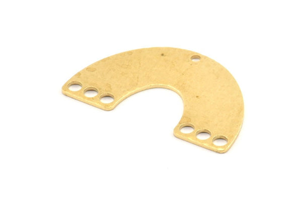 Brass U Charm, 6 Hammered Raw Brass U Shaped Connectors With 7 Holes, Earrings, Pendants, Findings (41x25x1mm) D1169