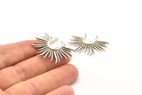 Silver Sun Pendant, 2 Antique Silver Plated Brass Textured Sunshine Charms With 2 Loops (32x22mm) N0819 H0942