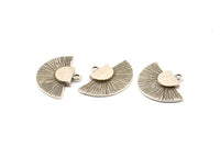 Silver Badge Charm, 2 Antique Silver Plated Brass Rosette Charm Pendants With 1 Loop, Earrings, Findings (25x15mm) N0789 H0951