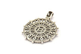 Silver Gobeklitepe Pendant, Antique Silver Plated Brass Gobeklitepe Archaeological Stone Pendants With 1 Loop (41x33mm) N0804 H0948