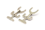 Silver Gobeklitepe Pendant, 2 Antique Silver Plated Brass Gobeklitepe Archaeological Stone Pendants With 1 Loop (40x19x1.2mm) N0792 H0965