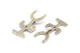 Silver Gobeklitepe Pendant, 2 Antique Silver Plated Brass Gobeklitepe Archaeological Stone Pendants With 1 Loop (40x19x1.2mm) N0792 H0965