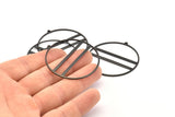 Black Circle Charm, 4 Oxidized Black Brass Circle Charm Earrings With 1 Loop, Pendants, Findings (45x43x1mm) D0724 S657
