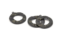 Black Circle Charm, 6 Oxidized Black Brass Circle Charm Earrings With 1 Loop, Pendants, Findings (26x23x0.80mm) D0710 S1037