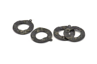 Black Circle Charm, 6 Oxidized Black Brass Circle Charm Earrings With 1 Loop, Pendants, Findings (26x23x0.80mm) D0710 S1037