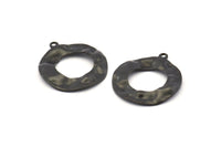 Black Circle Charm, 6 Oxidized Black Brass Circle Charm Earrings With 1 Loop, Pendants, Findings (26x23x0.80mm) D0710 S1037