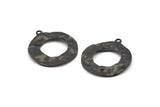 Black Circle Charm, 6 Oxidized Black Brass Circle Charm Earrings With 1 Loop, Pendants, Findings (26x23x0.80mm) D0710 S1037