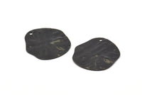Black Disc Charms, 10 Hammered Oxidized Black Brass Disc Charms With 1 Hole, Earrings, Pendants, Findings (21x20x0.60mm) D0677 S1032