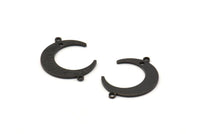 Black Moon Charm, 12 Oxidized Black Brass Textured Crescent Moon Charms With 2 Loops And 1 Hole, Connectors (22x17x1mm) D0789 S1035