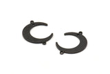 Black Moon Charm, 12 Oxidized Black Brass Textured Crescent Moon Charms With 2 Loops And 1 Hole, Connectors (22x17x1mm) D0789 S1035