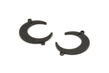 Black Moon Charm, 12 Oxidized Black Brass Textured Crescent Moon Charms With 2 Loops And 1 Hole, Connectors (22x17x1mm) D0789 S1035