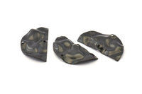 Semi Circle Charm, 8 Oxidized Black Brass Wavy Half Moon Charms With 2 Holes, Earrings, Findings (29x15x0.60mm) D0725 S1033