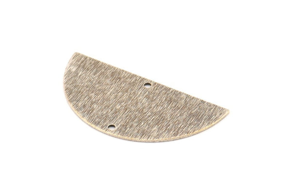 Silver Half Moon, 4 Antique Silver Plated Brass Textured Semi Circle Blanks With 2 Holes, Charms, Pendants (36x18x0.60mm) D0665 H1014